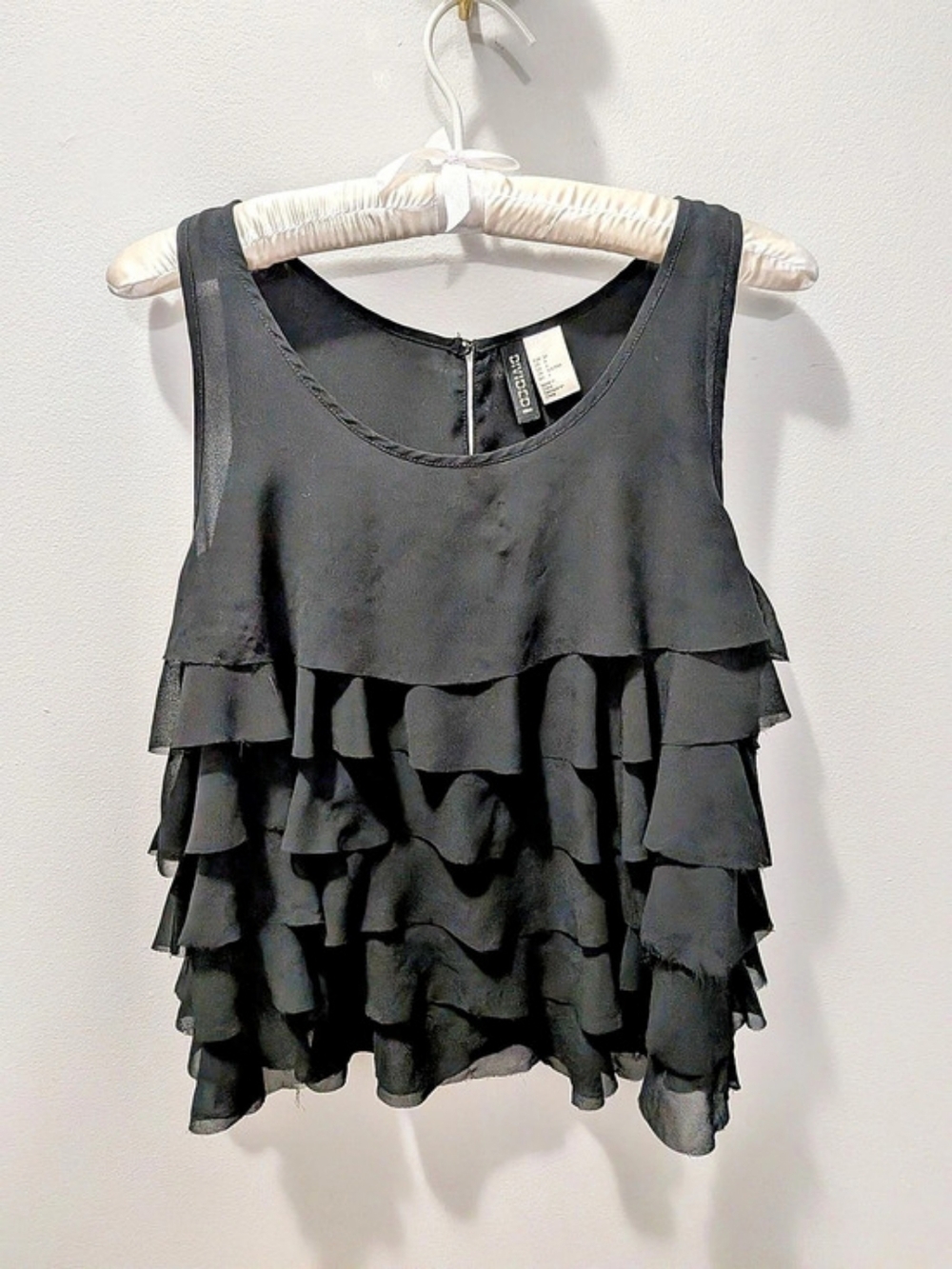 Black Chiffon Tiered Ruffle Dark Coquette Top